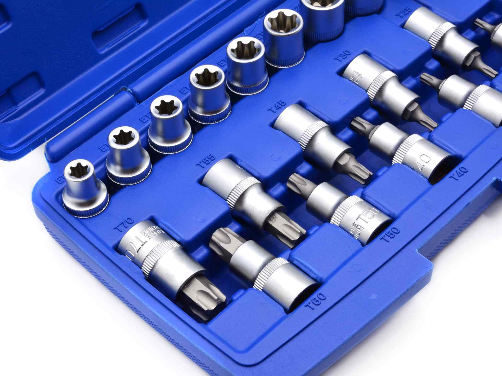 GEKO G13565 Sada nástrčných hlavic klíčů bitů TORX 1/2" 19ks bity klíče