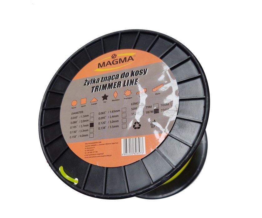 Magma NÁHRADNÍ STRUNA pro křovinořez, vyžínač, kosu 2,7mm 187m hvězda