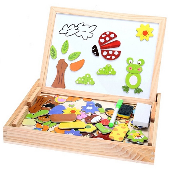 2v1 MAGNETICKÁ TABULE S MAGNETKAMI OBOUSTRANNÁ PUZZLE
