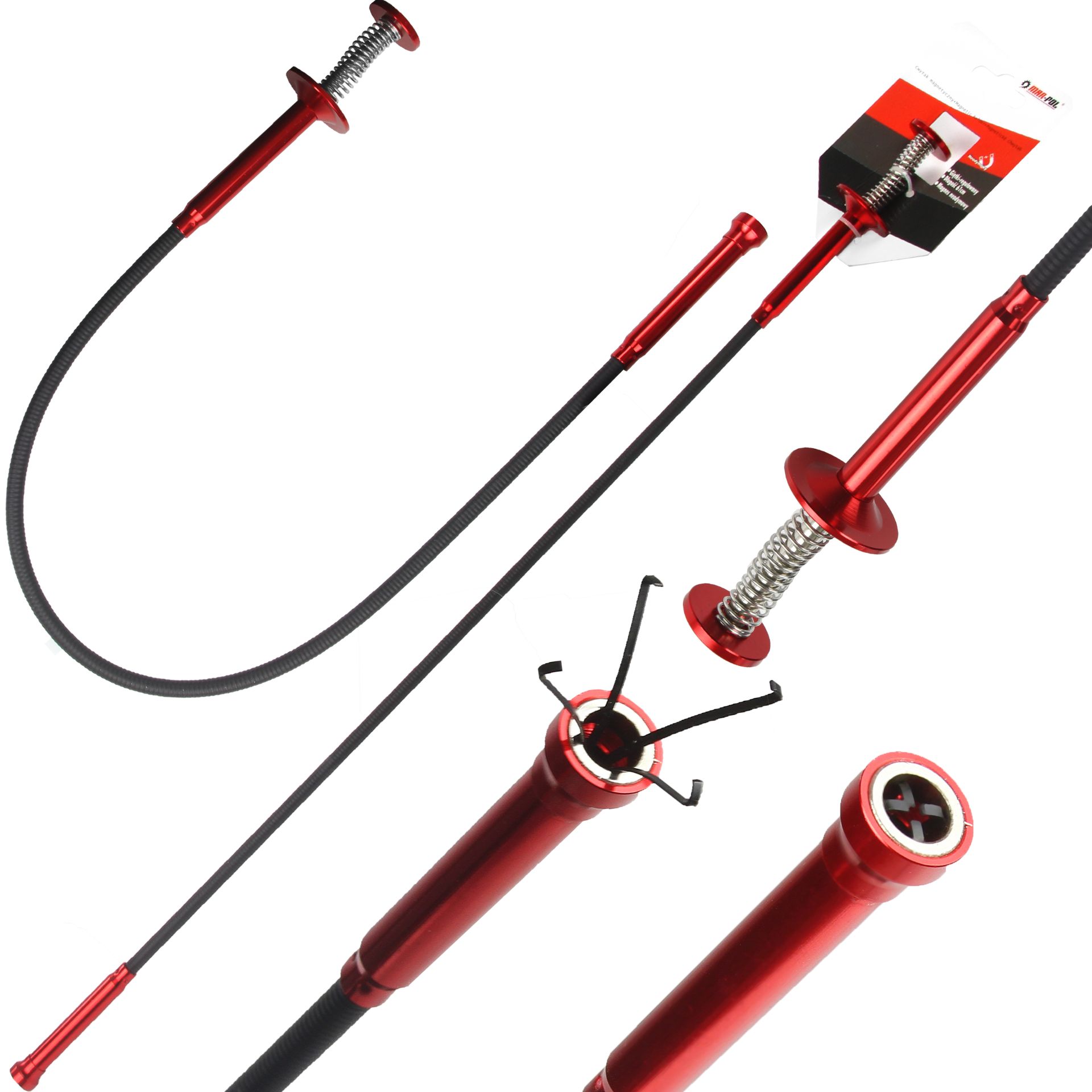 MAR-POL M66801 Magnetické elastické chapadlo a svorky pro uchycení 61 cm
