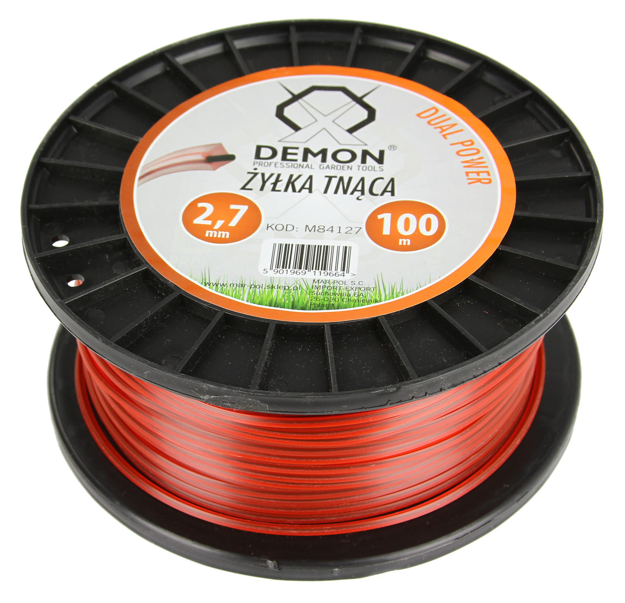 Mar-Pol M84127 Struna pro křovinořez, vyžínače, kosy 2,7mm 100m čtverec / zesílená 