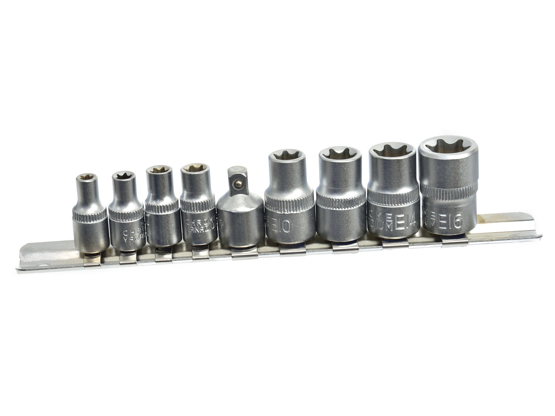 GEKO G10169 9dílná sada torx objímek E5-16, 1/4" & 3/8" klíče