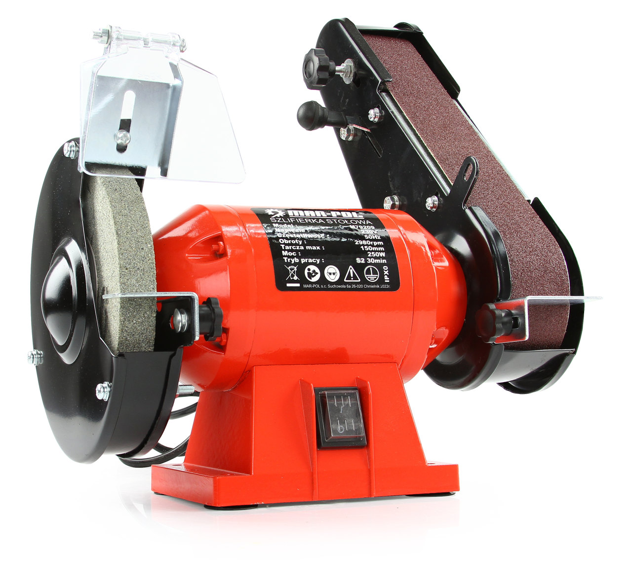 MAR-POL M79209 Elektrická stolní bruska pásová, kotoučová 250W 230V