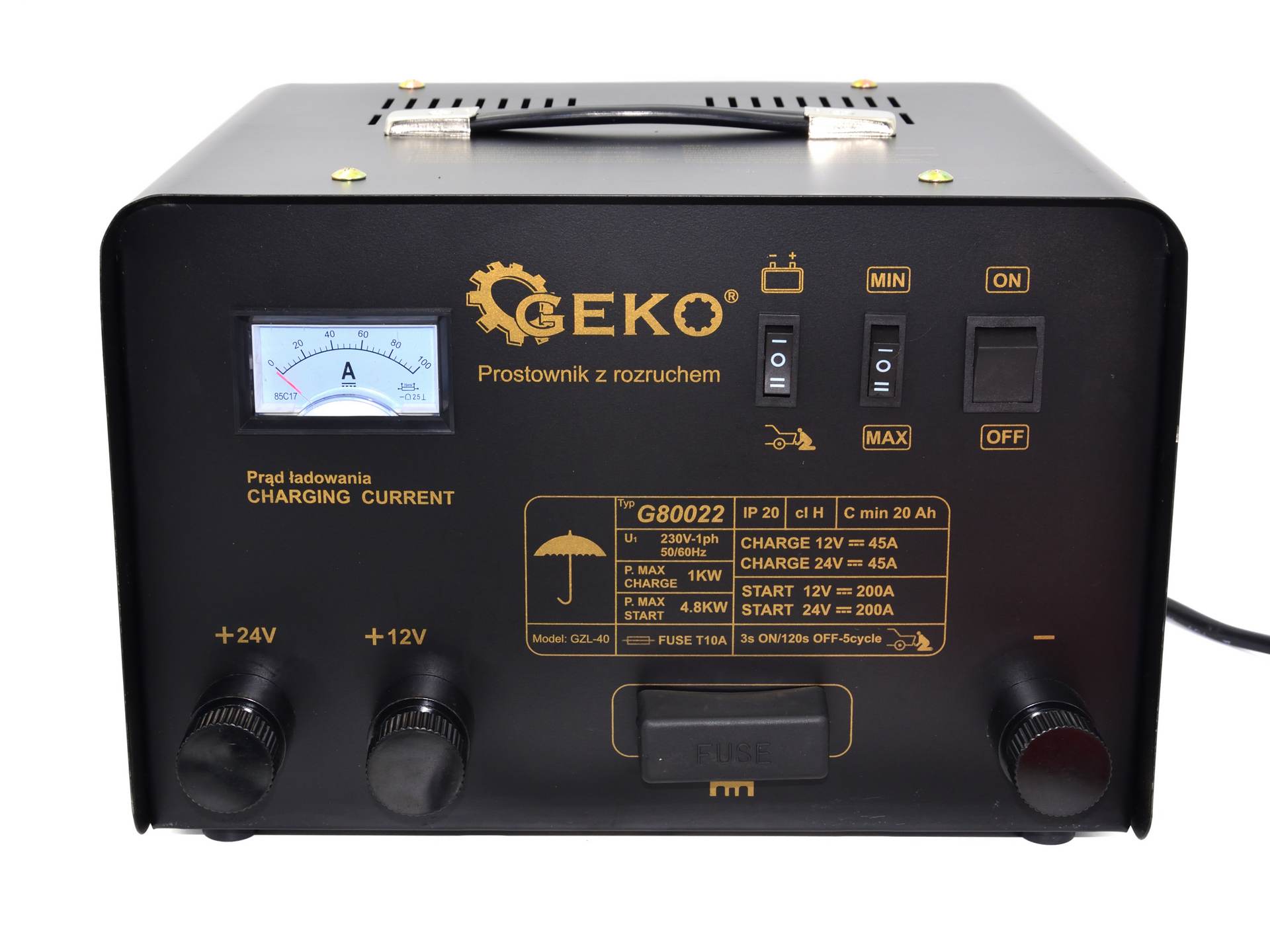 GEKO G80022 Autonabíječka se startem 12V 24V 200A nabíječka akumulátorů
