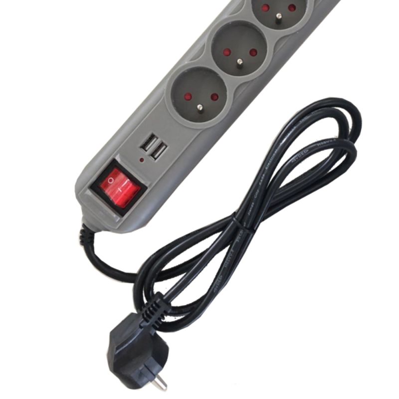 KRAFT&DELE KD4033 PRODLUŽOVACÍ KABEL S USB 1,5M 5X ZÁSUVKY 2X USB