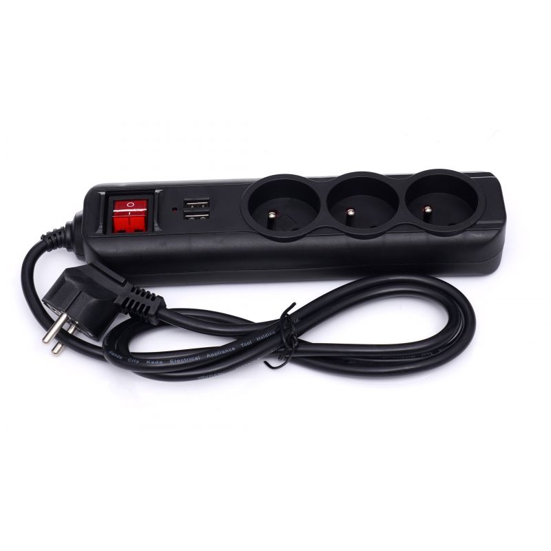 KRAFT&DELE KD4031 PRODLUŽOVACÍ KABEL S USB 1,5M 3X ZÁSUVKY 2X USB PORT