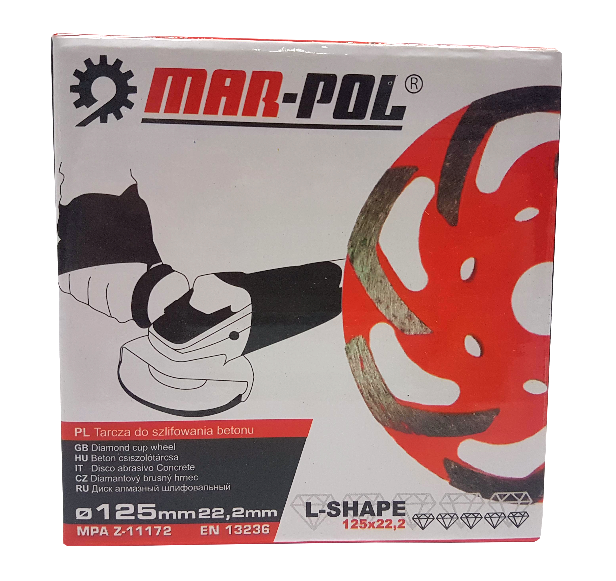 MAR-POL M08795 Brusný diamantový kotouč na beton 125mm, 5,0x22,2mm L-vzor