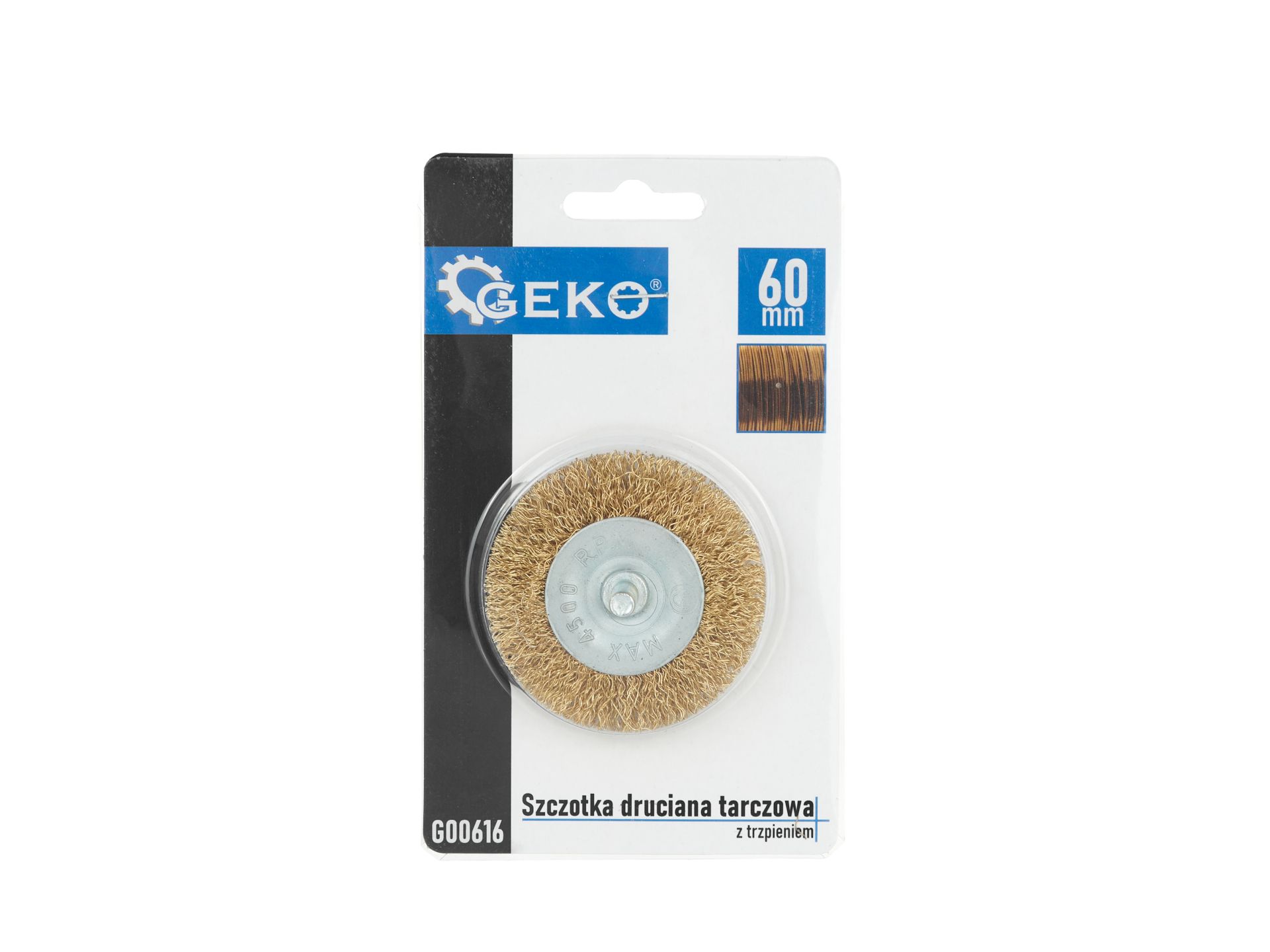 GEKO G00616 Drátěný kotoučový kartáč. mosaz 60mm s čepem