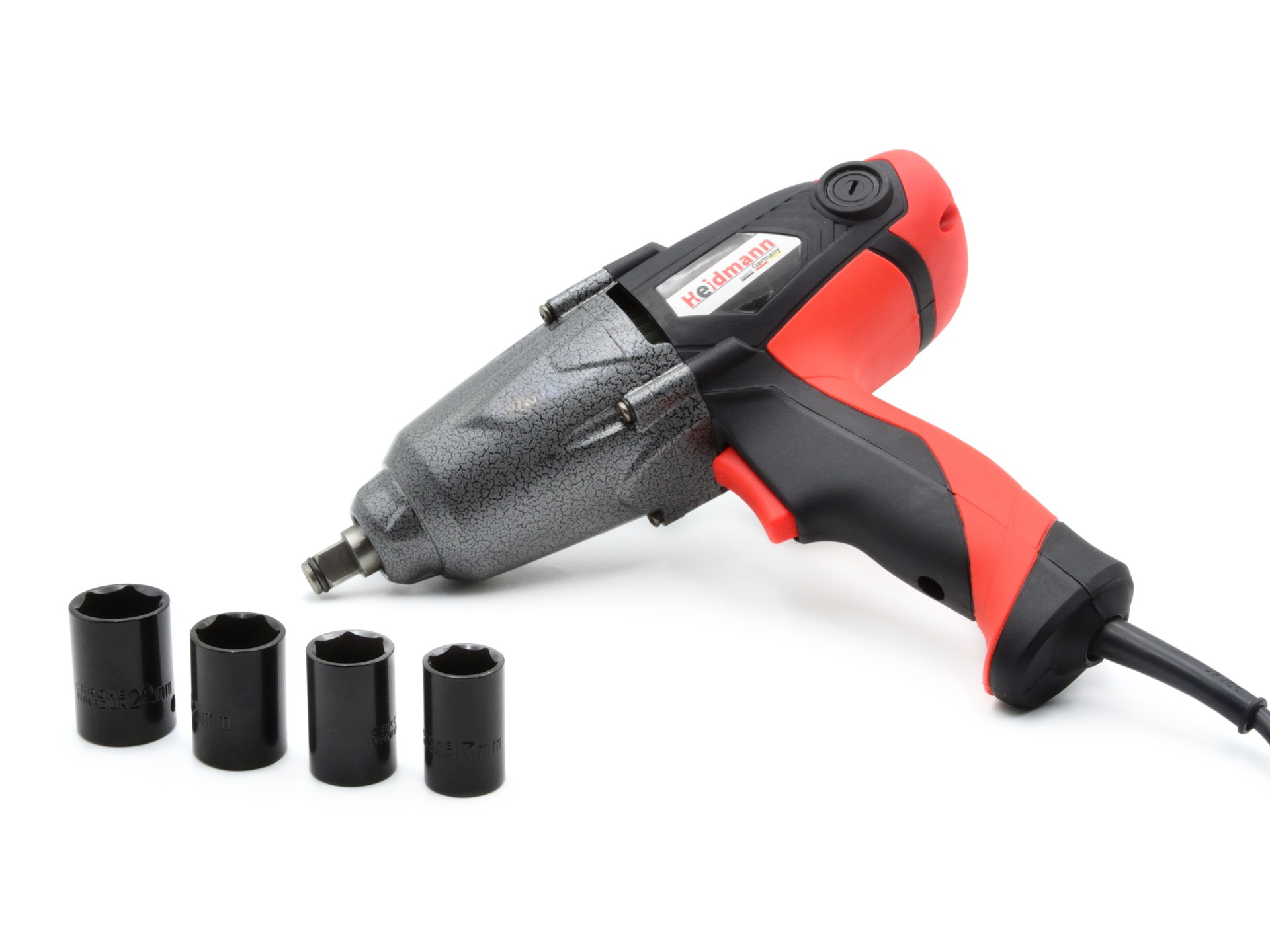 Heidmann H00518 Elektrický příklepový utahovák 800Nm 1/2" + nástrčné hlavice