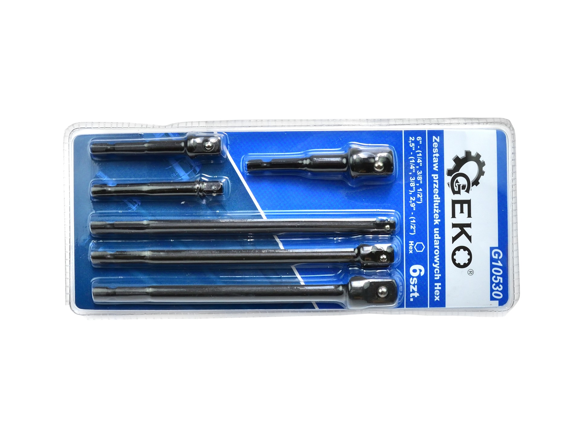 GEKO G10530 Prodlužovací gola nástavec klíče Hex 1/4"-1/2" 6ks