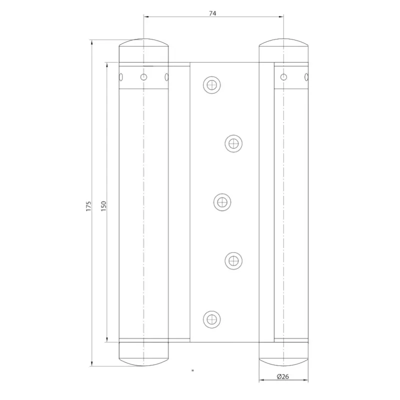 Irma ZWN150 Oboustranný pružinový pant závěs pro kyvné dveře 150mm, nerez