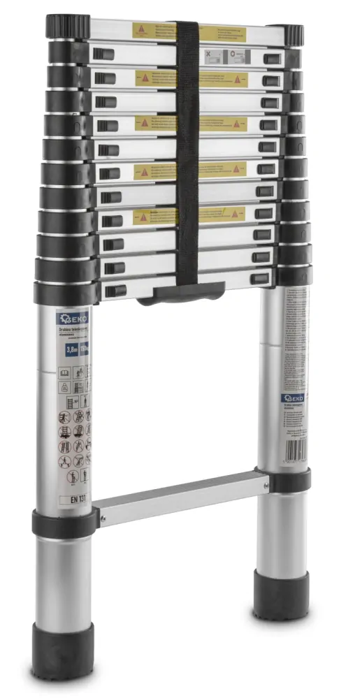 GEKO G02445 Hliníkový teleskopický žebřík 3,8 m 150 kg