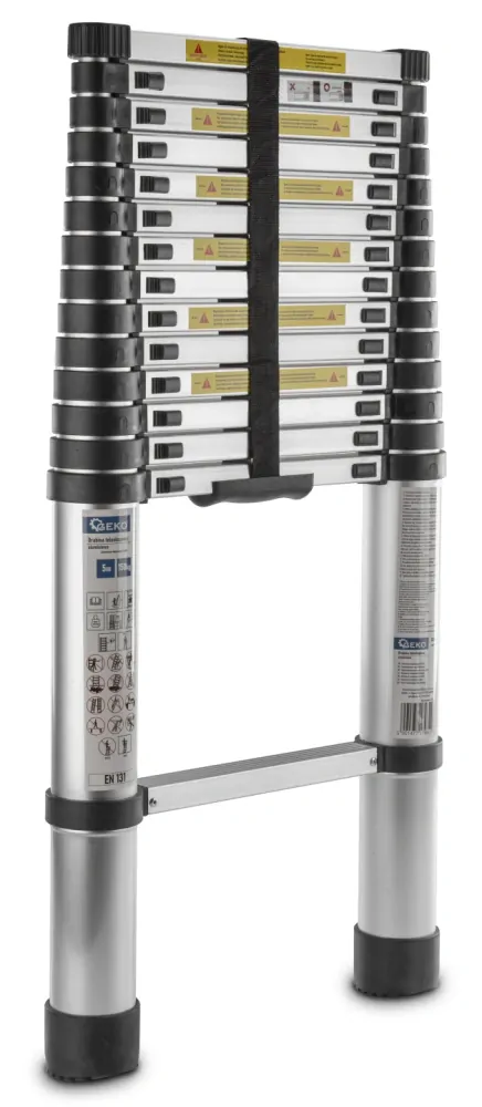GEKO G02447 Hliníkový teleskopický žebřík 5m 150kg