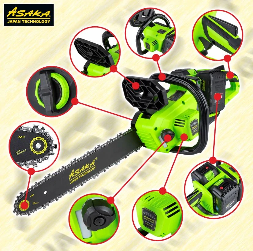 ASAKA ASCCS16-42V AKUMULÁTOROVÁ ŘETĚZOVÁ PILA 12" BEZKARTÁČOVÁ mazání řetězu 2Bat 4Ah