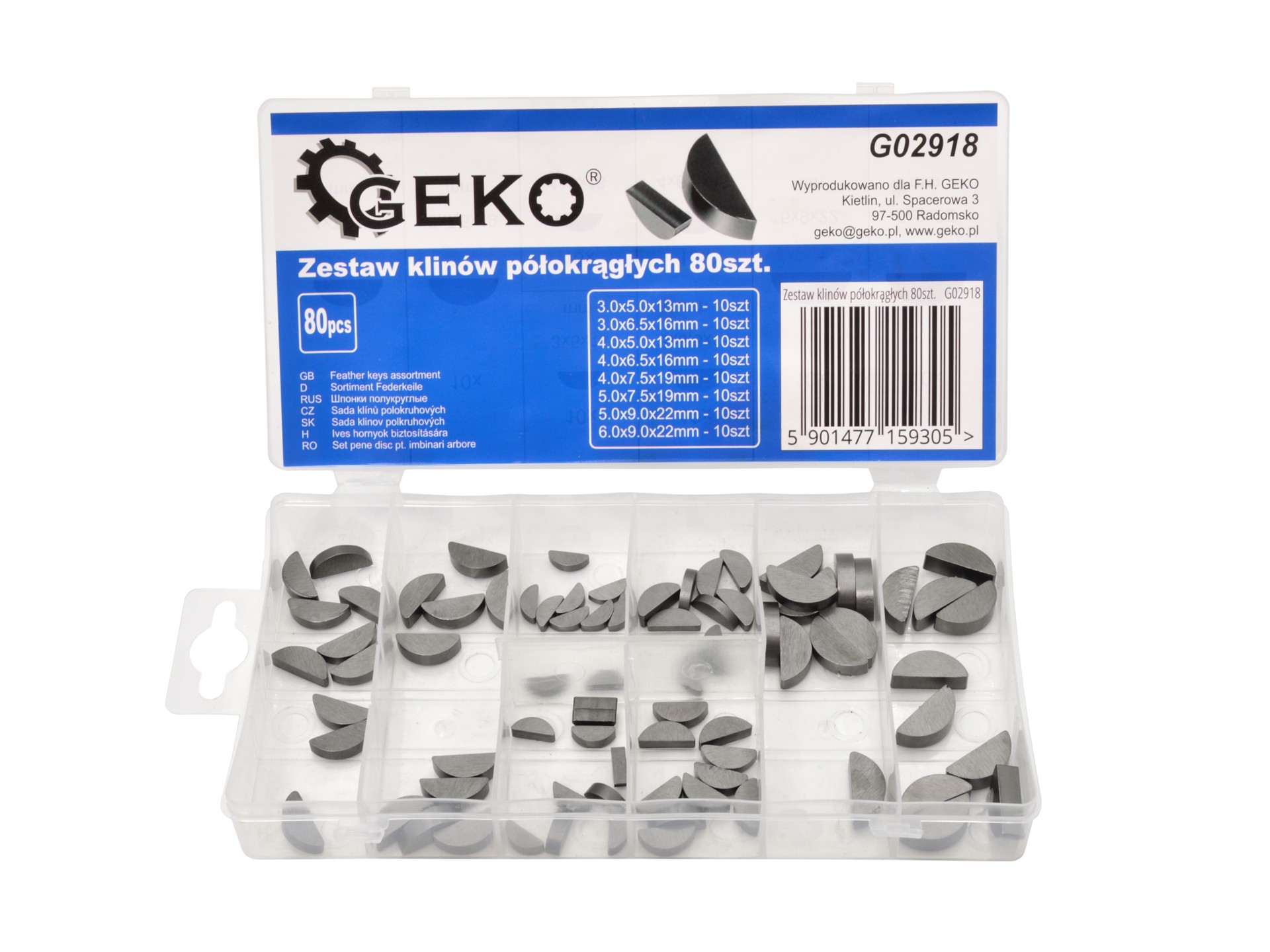 GEKO G02918 SADA POLOKRUHOVÝCH KLÍNŮ 80KS, různé rozměry