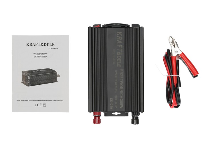 Kraft&Dele KD1250 Měnič napětí pro vozidla, auta 12V DC/AC 230V 350W USB výstup