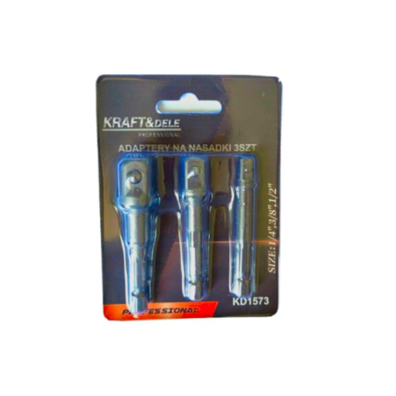 KRAFT&DELE KD1573 Adaptér HEX na nástrčné hlavice pro vrtačku šroubovák 3ks redukce