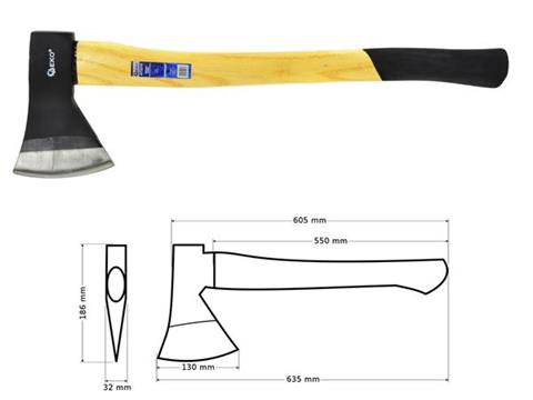 GEKO G72213 ŠTÍPACÍ SEKERA na dřevo 1250G 635mm kalač dřevěná rukojeť PROFI