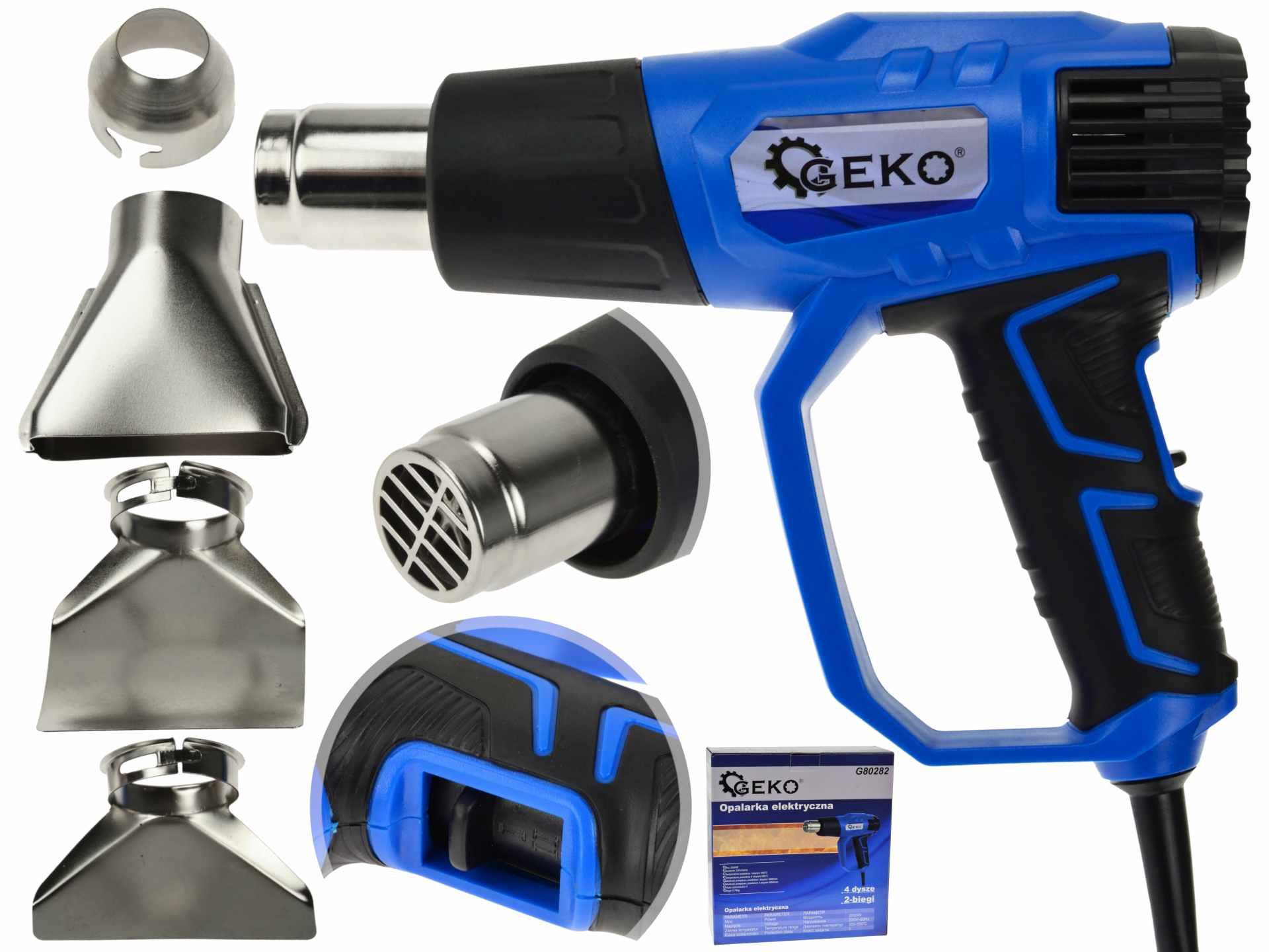 GEKO G80282 2000W Elektrická horkovzdušná pistole rukojeť 4 trysky 2 stupně