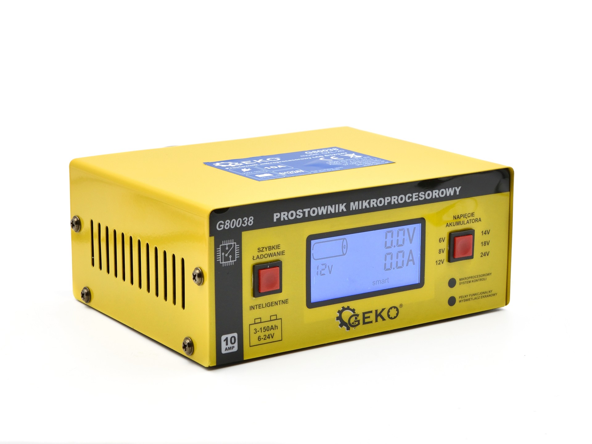 GEKO G80038 10A Mikroprocesorová nabíječka autobaterií LCD 6/12/24V