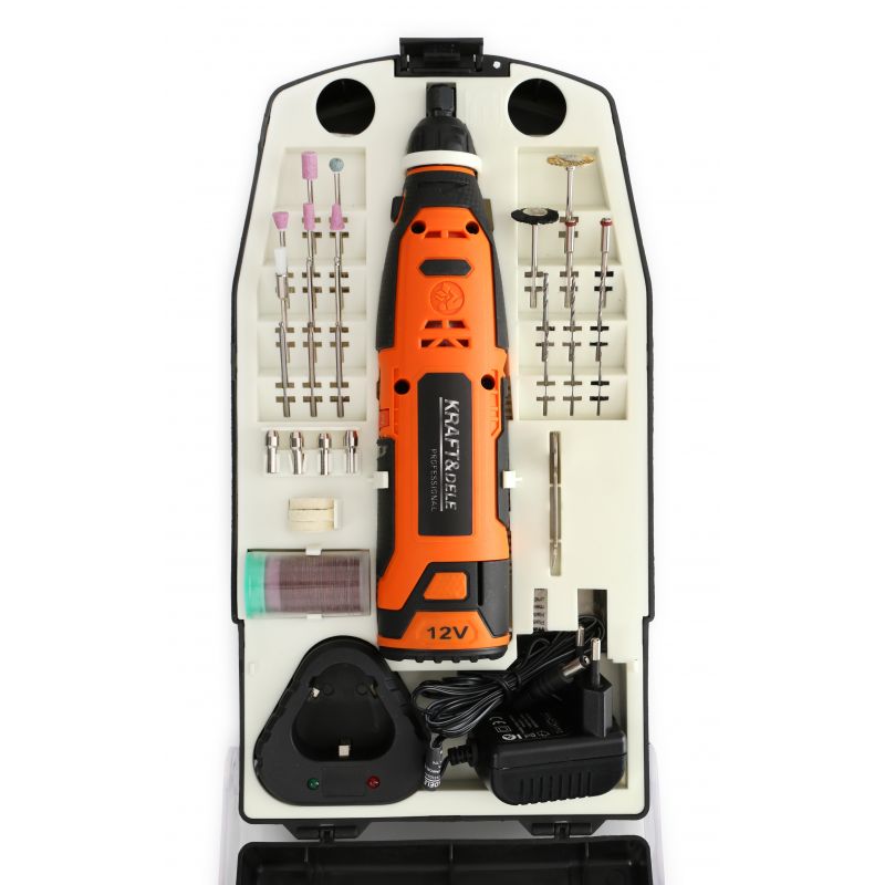 KRAFT&DELE KD1669 Elektrická aku mini bruska 12V 55ks příslušenství multifunkční