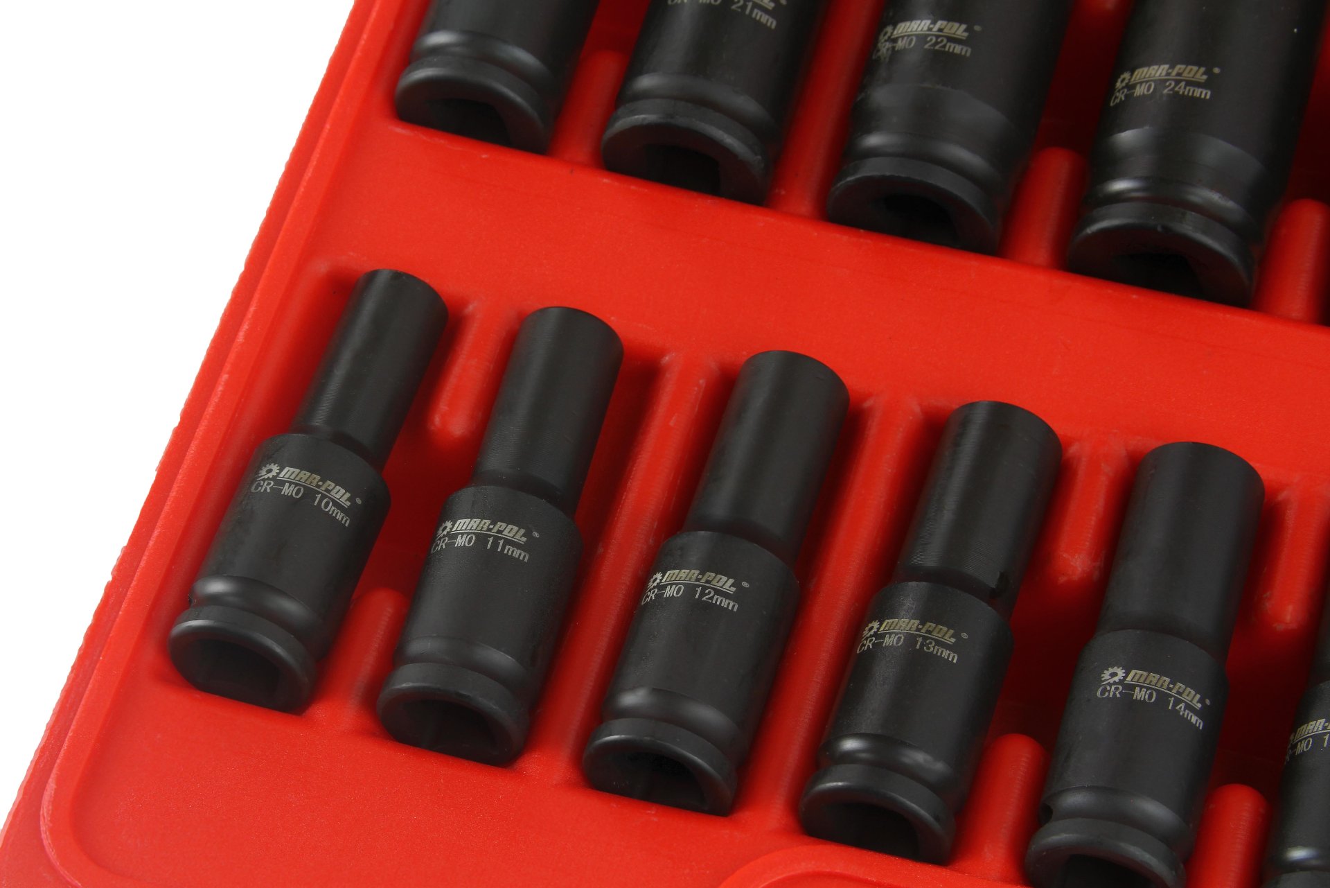 MAR-POL M58256 Nástrčné klíče hlavice sada 1/2" 10-32mm 16ks
