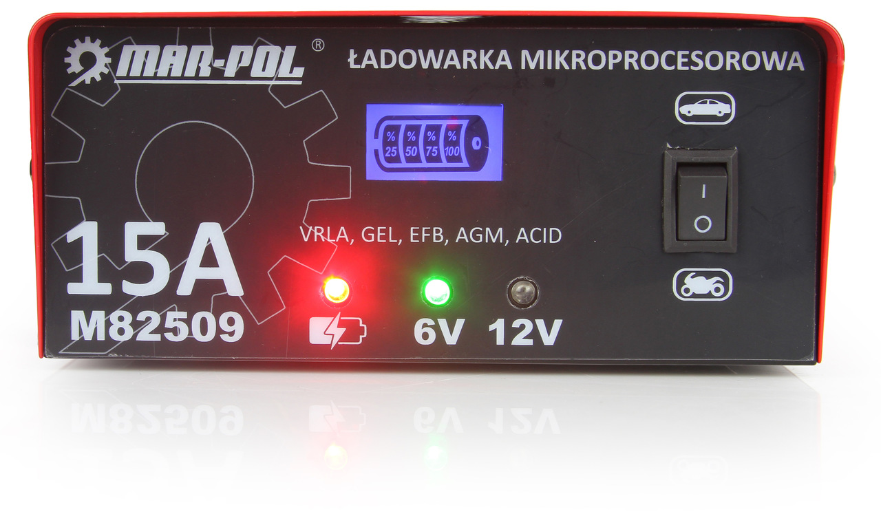 MAR-POL M82509 Autonabíječka baterií 6V/12V 15A mikroprocesorová