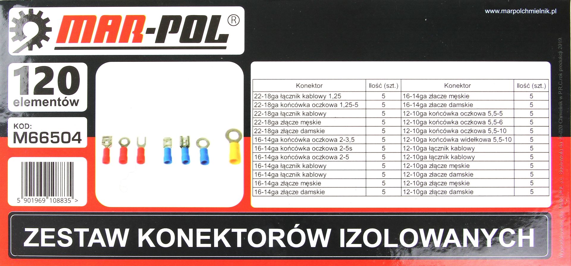 MAR-POL M66504 Sada izolovaných konektorů 120 kusů
