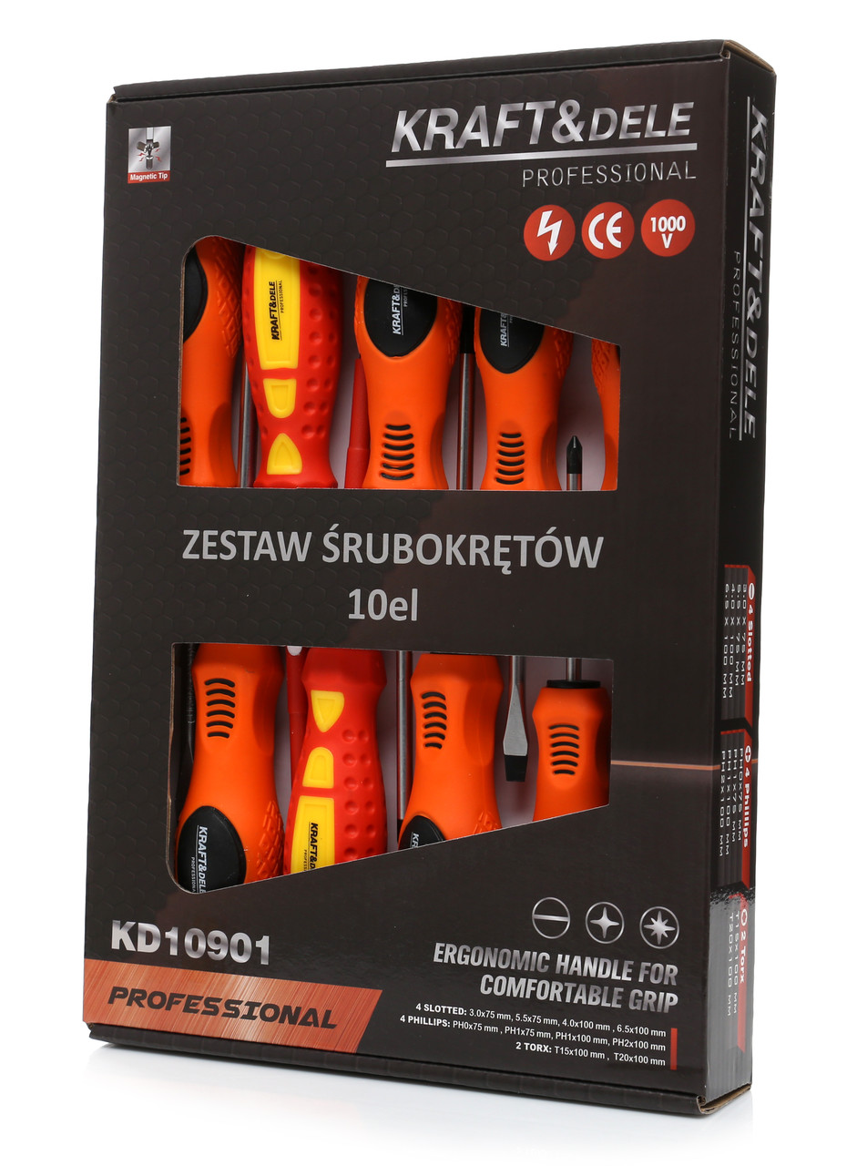 KRAFT&DELE KD10901 Ploché křížové šroubováky 10ks izolované