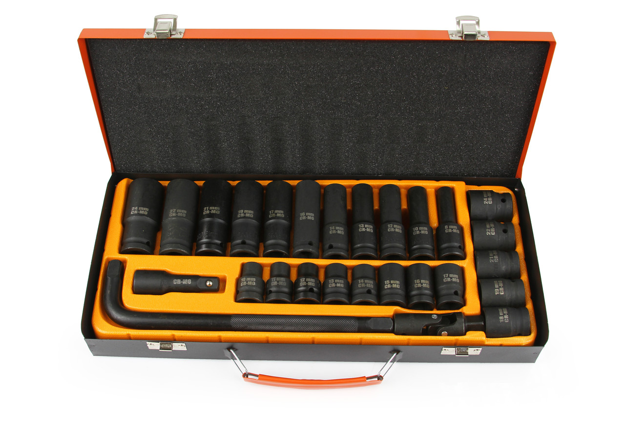MAR-POL M58233 Nástrčné klíče hlavice gola sada 1/2" 6-hranné BJC 8-24mm 27ks