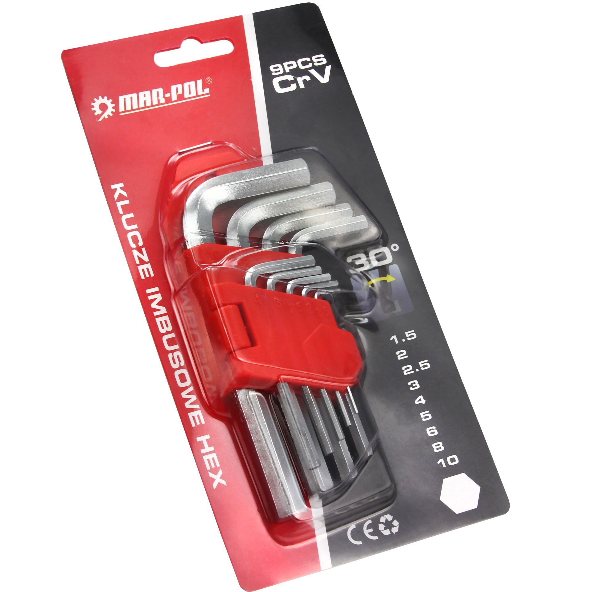 MAR-POL M66433 Imbusové klíče krátké SADA 9ks 1,5 - 10mm klíč imbusový, klíče