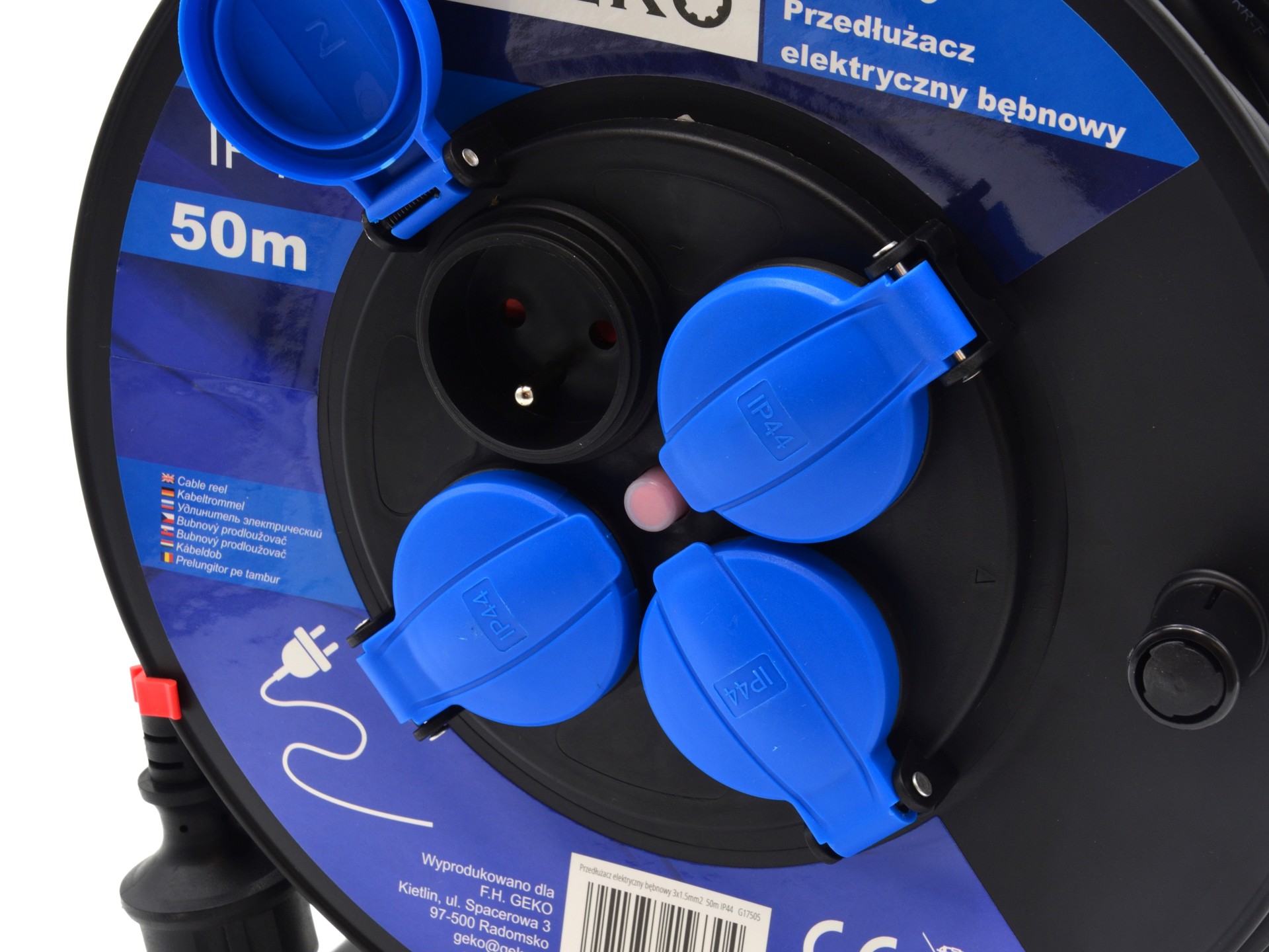 GEKO G17505 Prodlužovací kabel na bubnu prodlužovačka 3x1,5mm2 50m IP44