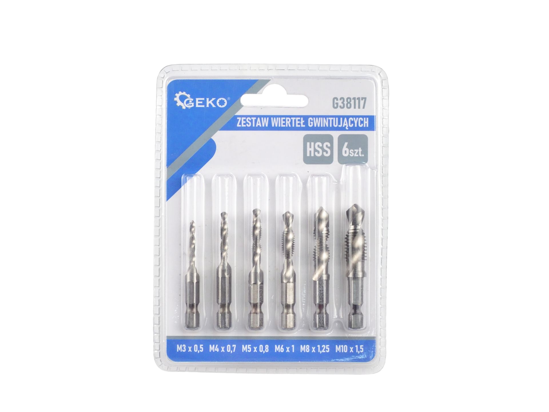 GEKO G38117 Závitořezné vrtáky HSS M3 - M10 6ks 