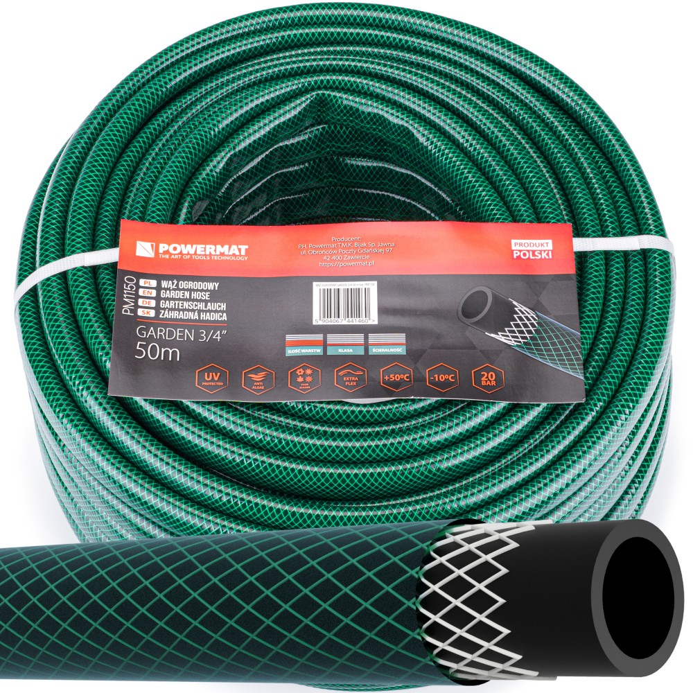 POWERMAT PM1150 ZAHRADNÍ HADICE TŘÍVRSTVÁ 3/4" 50M GARDEN