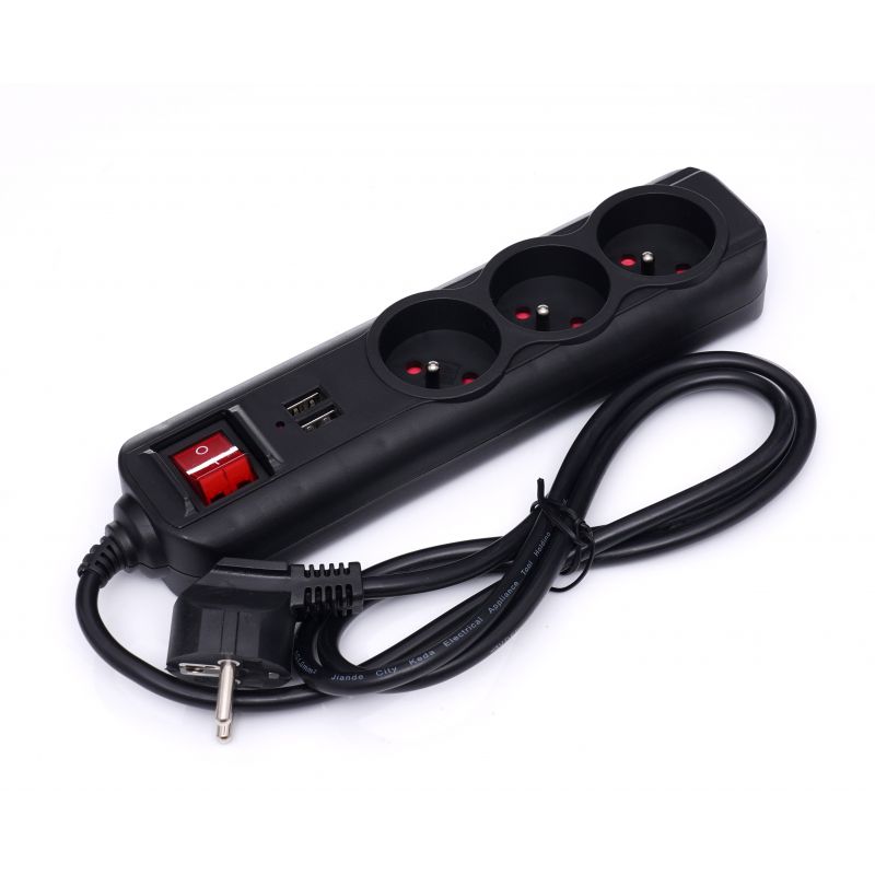 KRAFT&DELE KD4031 PRODLUŽOVACÍ KABEL S USB 1,5M 3X ZÁSUVKY 2X USB PORT