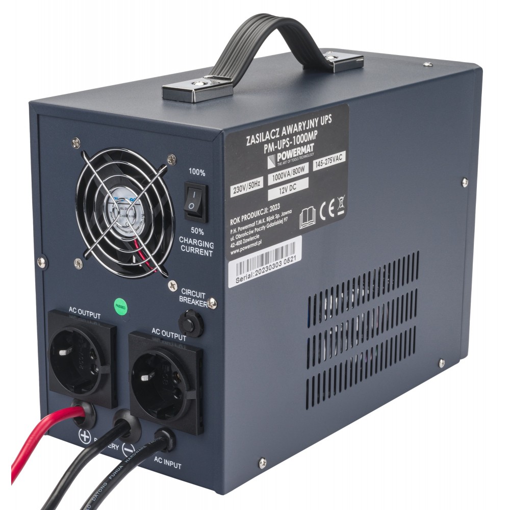 POWERMAT PM-UPS-1000MP Záložní zdroj UPS 1000VA / 800W s LCD 12V pro PC servery