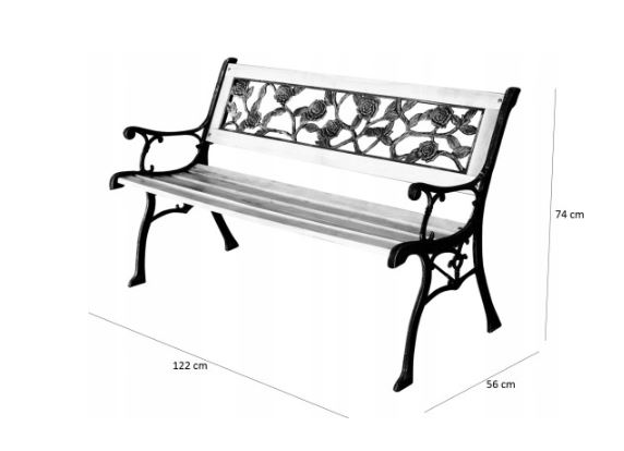 Elegantní zahradní lavička lavice ROSE 122x56x74cm