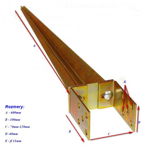 IRMA PS120 Kotevní patka zatloukací kotva nastavitelná 0-120x600mm