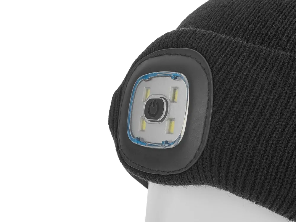 Geko G90407 Reflexní zimní čepice s čelovým LED světlem nabíjecí