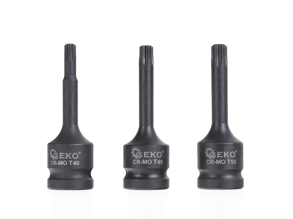 GEKO G10526 Nástrčné hlavice rázové klíče 9 ks T20-T70 CR-MO