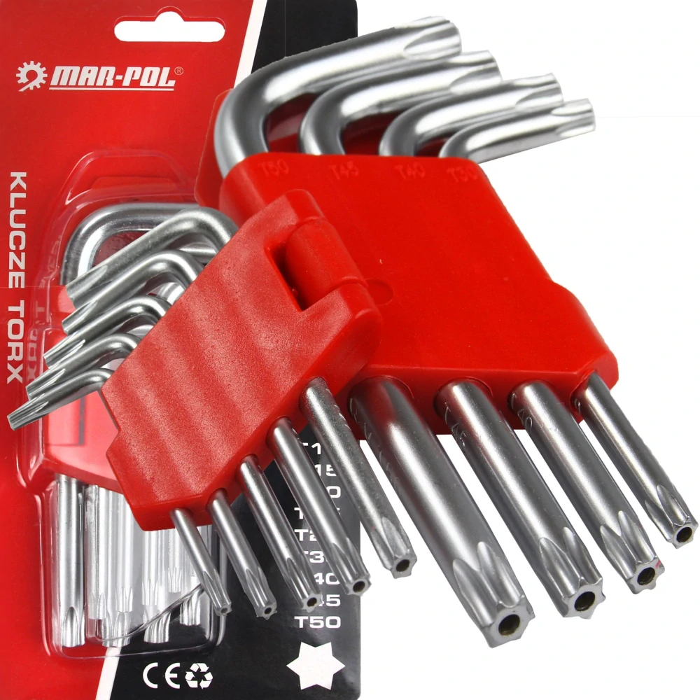 MAR-POL M66425 Sada krátkých klíčů, Torx klíče CrV 9ks