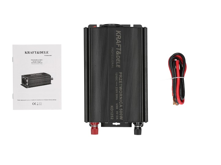 Kraft&Dele KD1252 Měnič napětí pro vozidla, auta 12V DC/AC 230V 500W USB výstup