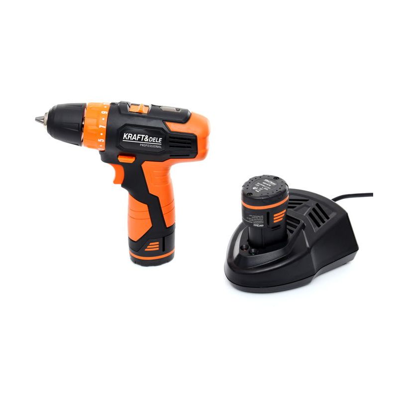 Kraft&Dele KD1670 Aku Vrtací šroubovák,vrtačka LED 12V Lion 1,3Ah 2 akumulátory