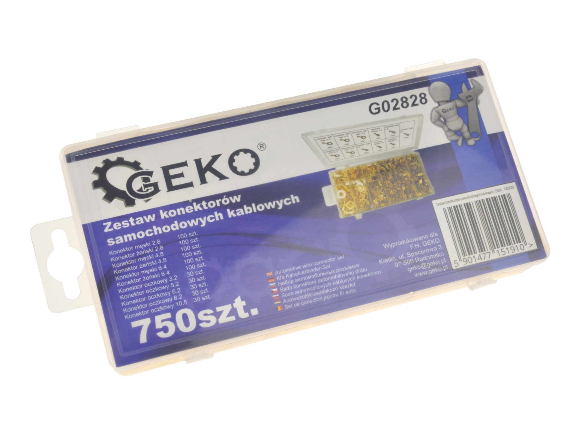 GEKO G02828 Sada kabelových svorek konektorů 750 ks svorky konektory
