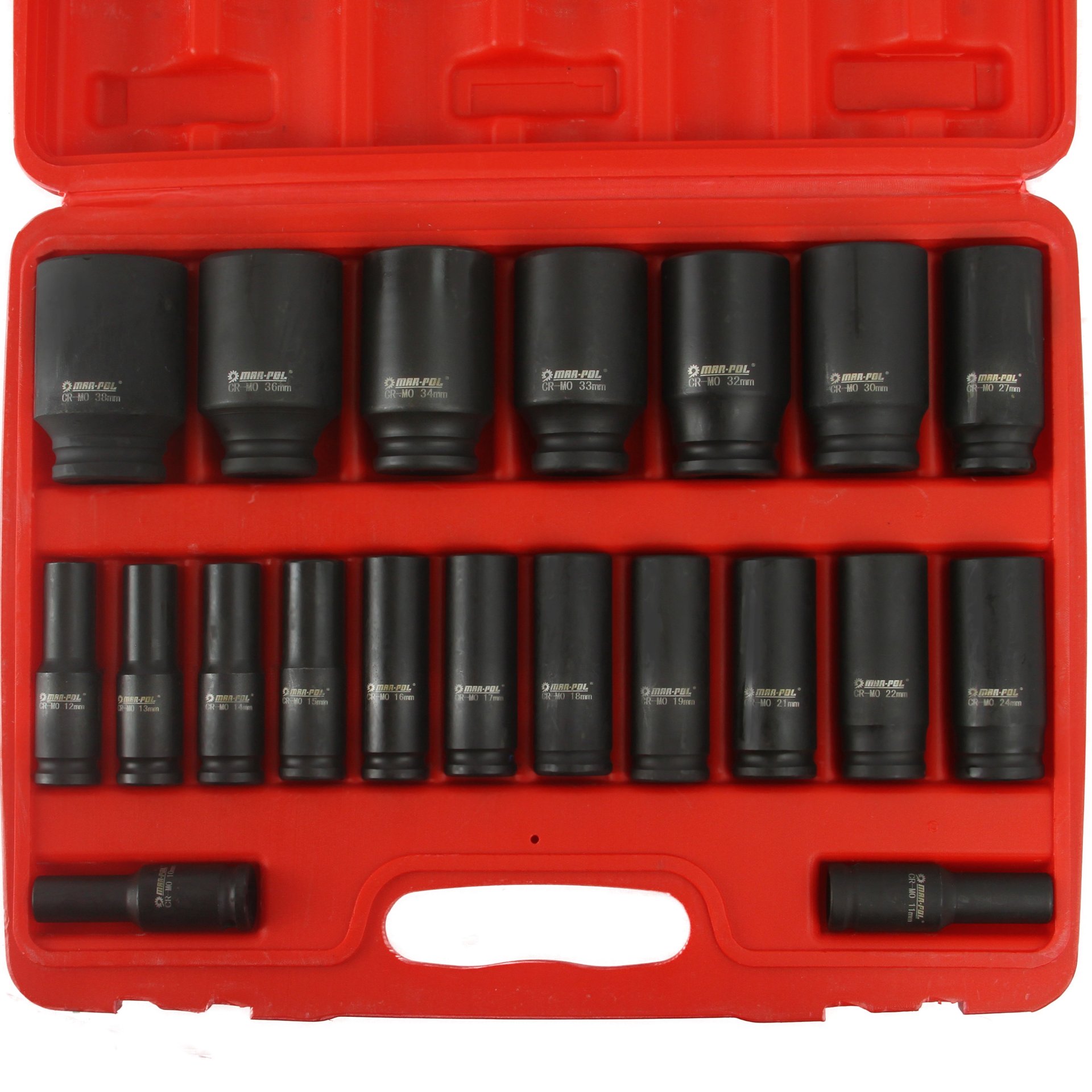 Mar-pol M58258 Nástrčné klíče hlavice sada 1/2" 10-38mm 20ks