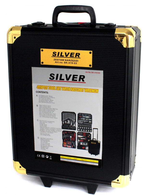 Silver Sk-419-03 Sada nářadí gola sada 419ks klíče hlavice ráčna bity kufr s nářadím