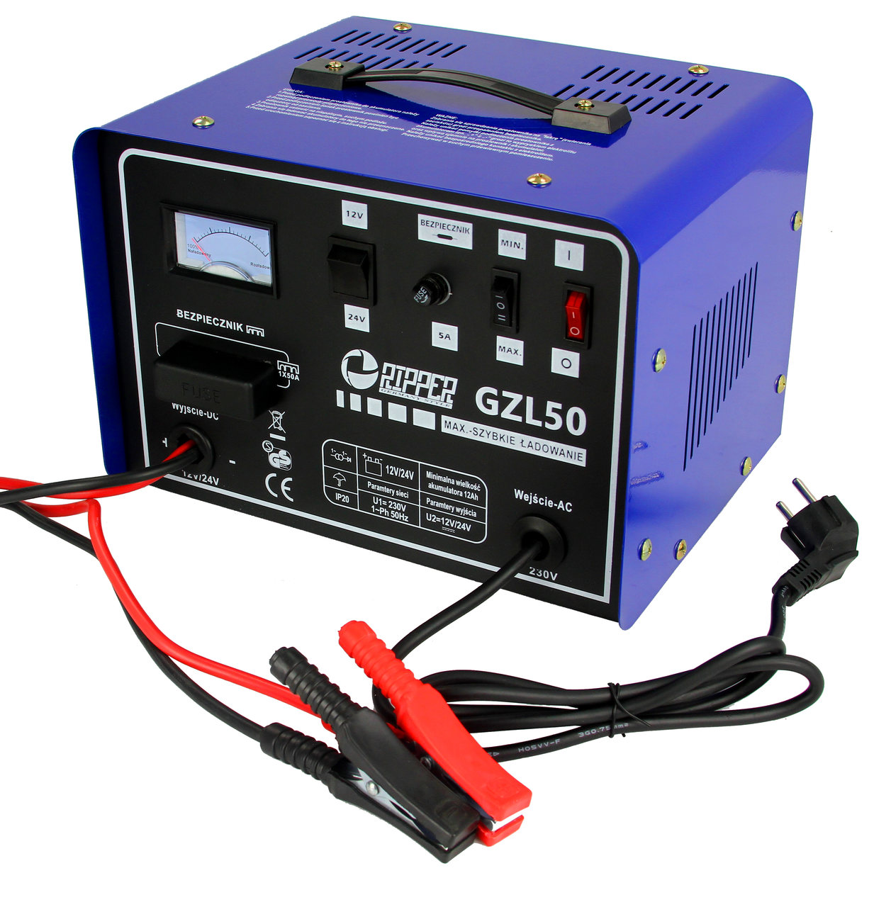 MAR-POL M82507R Autonabíječka baterií, startování GZL -50 12V/24V RIPPER