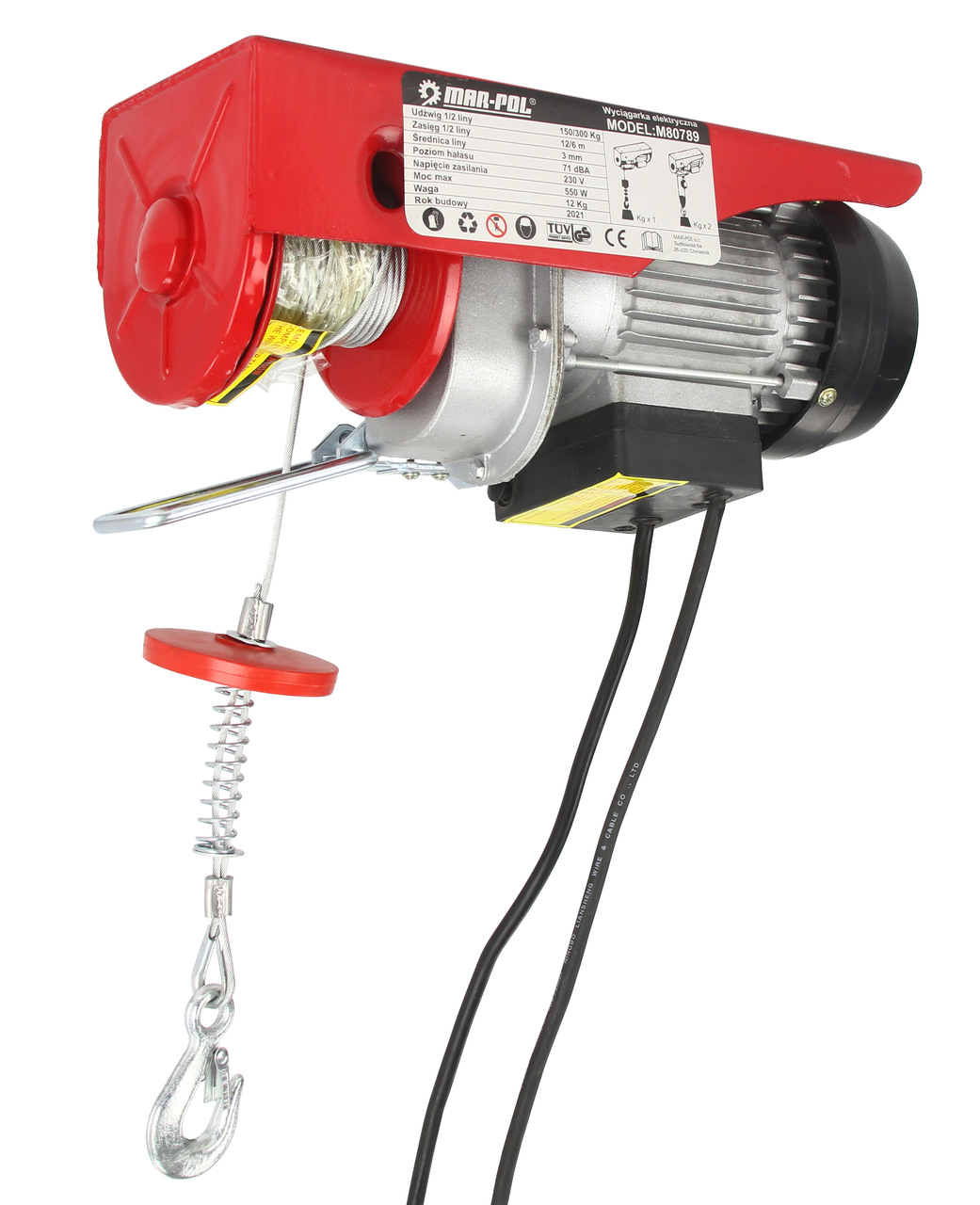 MAR-POL M80789 Elektrický lanový navijak 150/300kg 230V 550W
