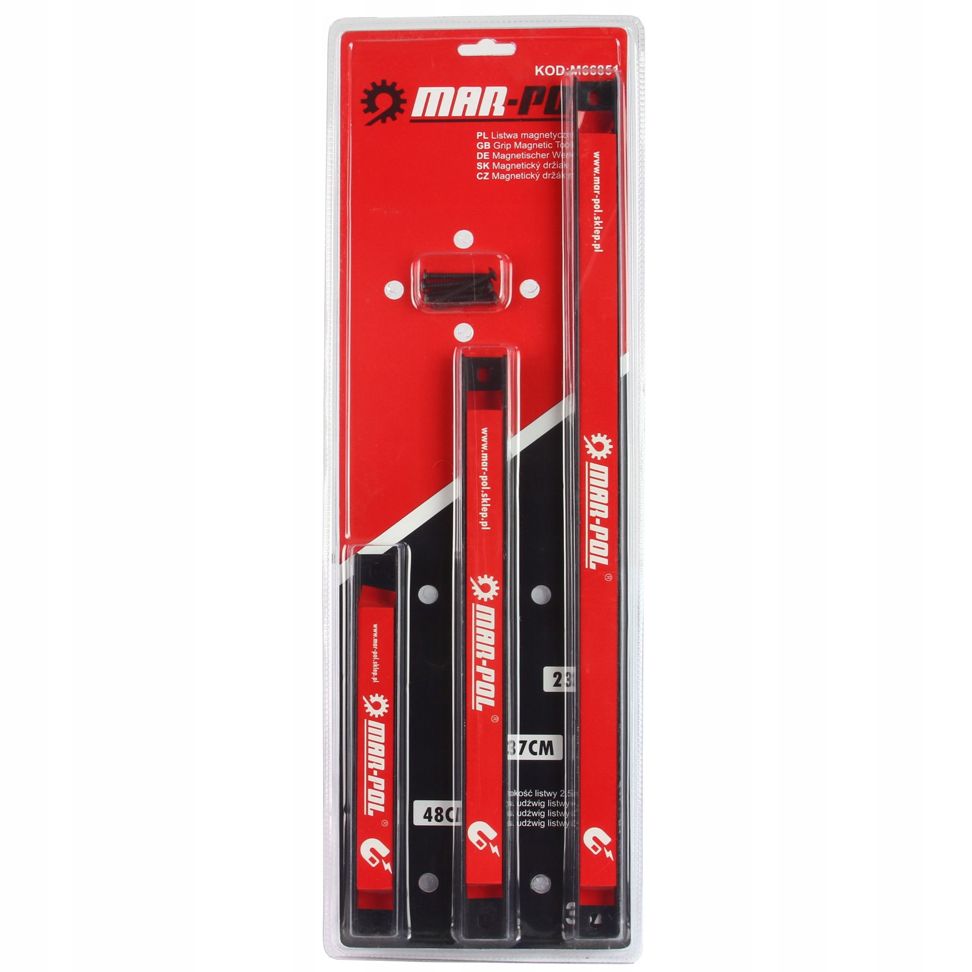 MAR-POL M66851 Magnetické lišty pásy 23,37,48cm držák na nářadí