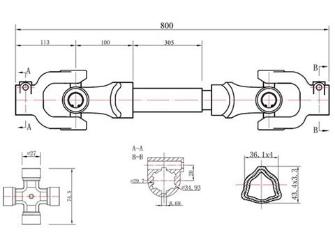 GEKO G72300 Kloubový kardanový hřídel s krytem s trubkou 800mm